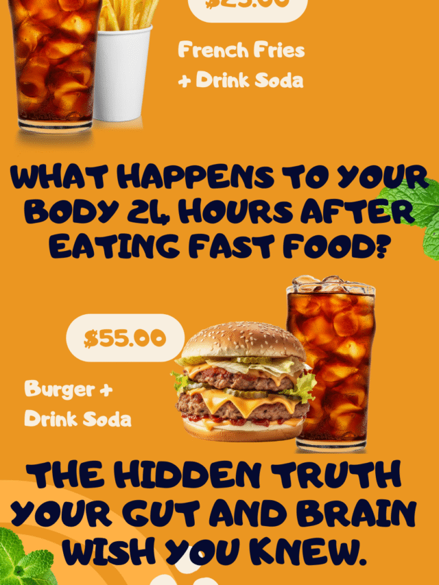 Burger, fries, and soda with a ticking countdown clock